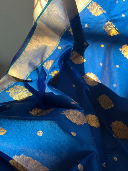 Royal Blue Chanderi Cotton Silk Saree