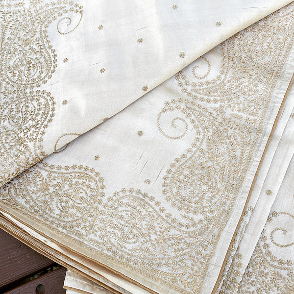 Floral Embroidered Tussar Silk Saree
