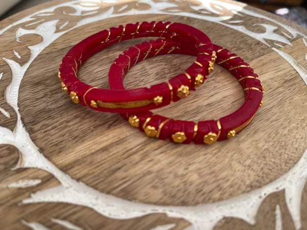 Gold Plated Pola Red Bangle