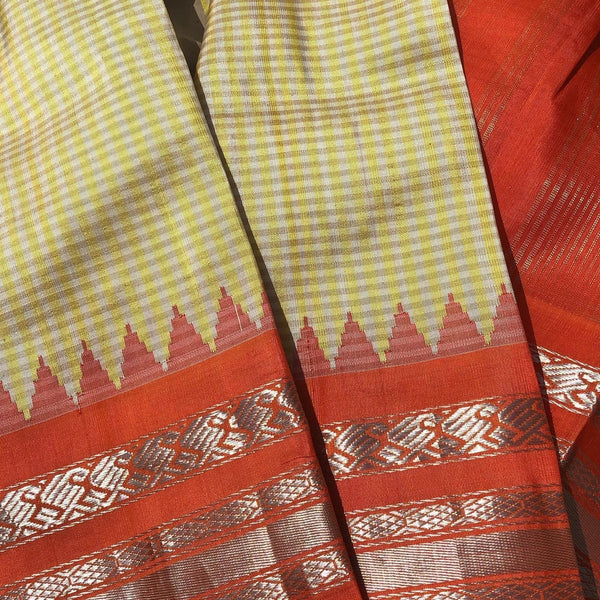 Pure Silk Gadwal in Yellow and Orange