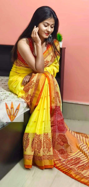Yellow Bengal Handloom Saree
