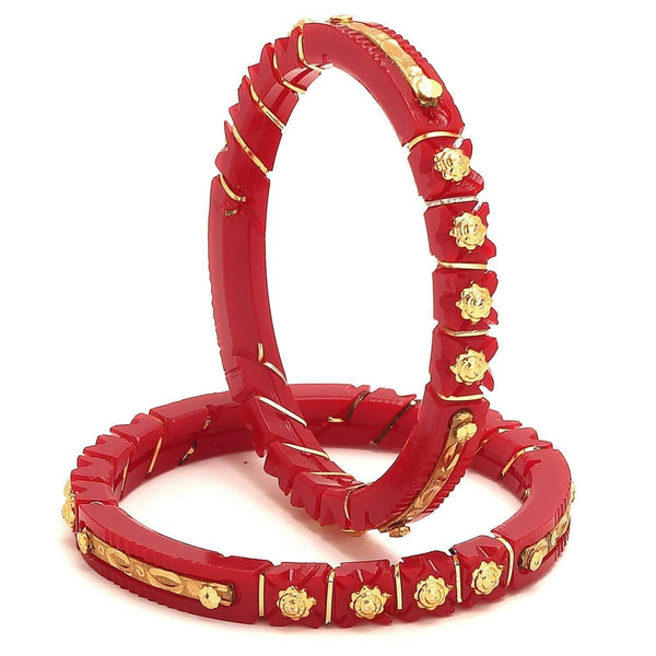 Gold Plated and Shakha Pola Bangle Set for Women (Set of 4)