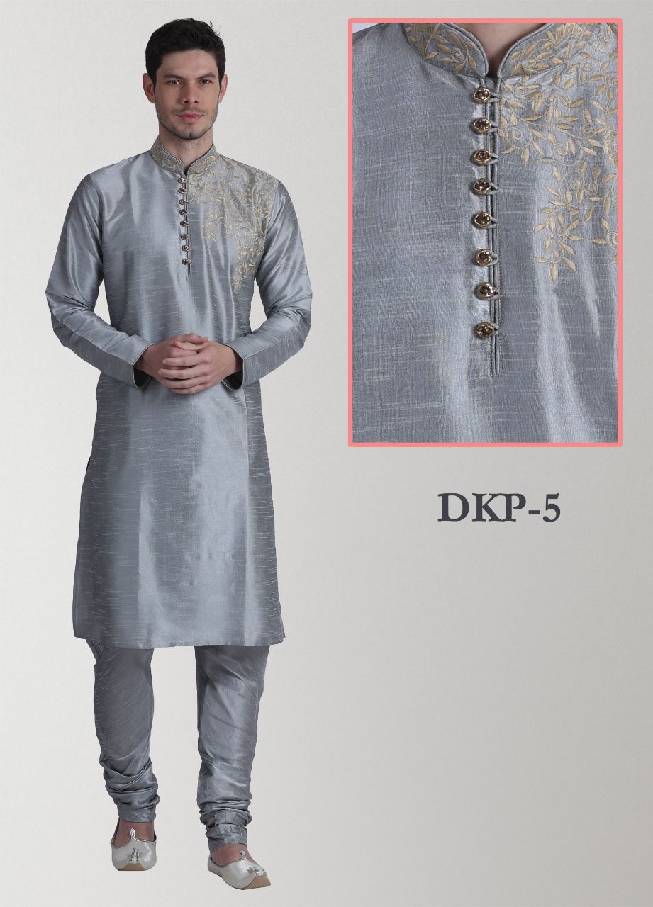 Silver Colored Designer Kurta Pajama Set