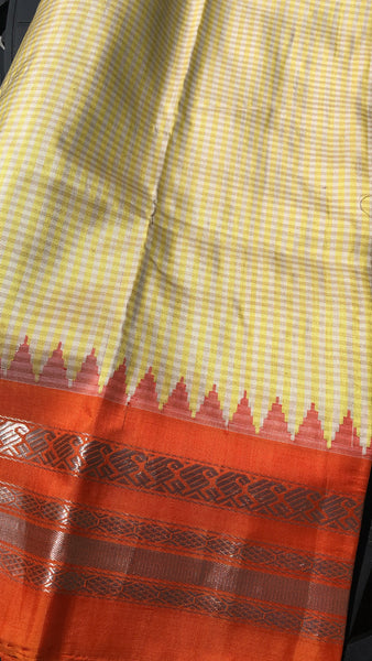 Pure Silk Gadwal in Yellow and Orange