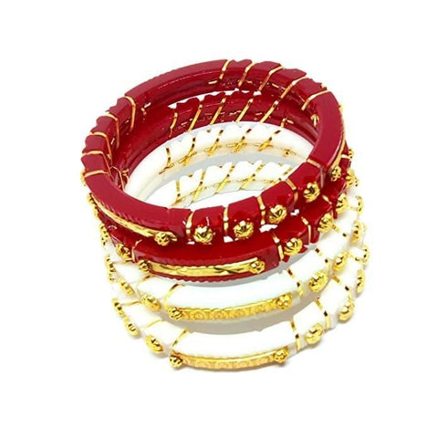 Gold Plated and Shakha Pola Bangle Set for Women (Set of 4)