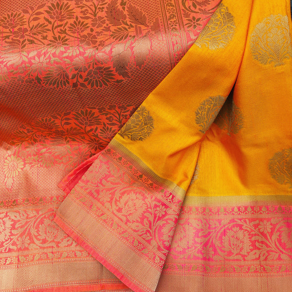 Pure Soft Handloom Silk Saree In Orange and Coral