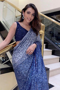 Designer Readymade Navy Blue Sleeveless Sequin Blouse