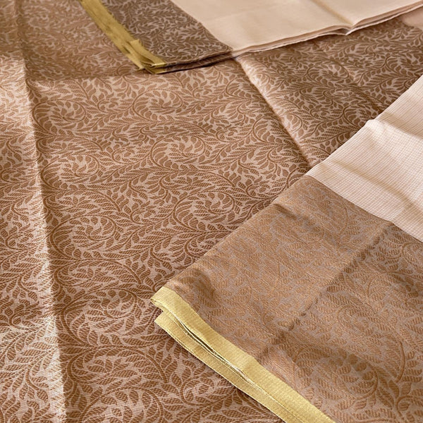 Cream Off White Cotton Silk Banarasi Resham Saree