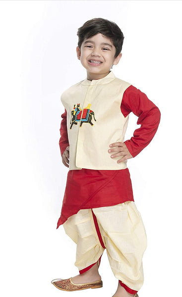 Baby Annaprashan Jacket, Kurta, Dhoti Set