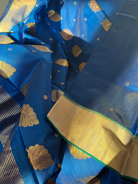 Royal Blue Chanderi Cotton Silk Saree