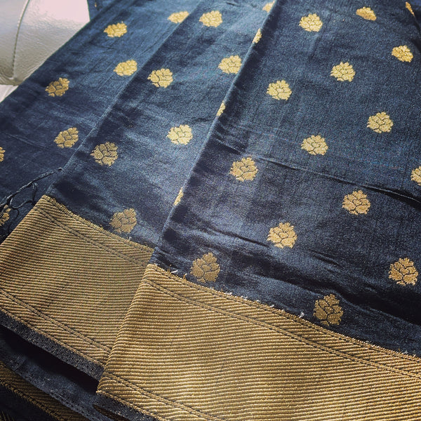 Black and Gold Handloom Silk Saree