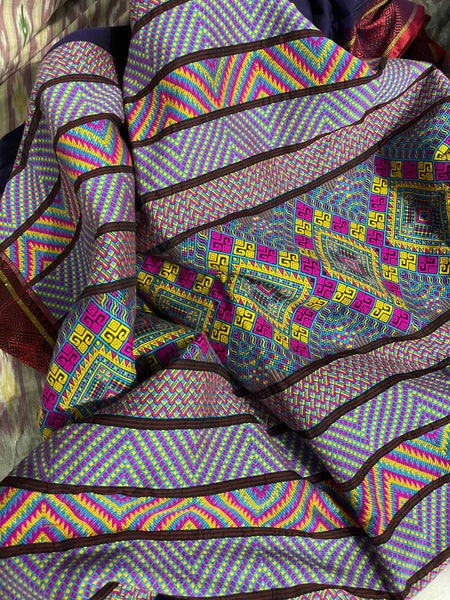 Purple Assam Handwoven Dongria Khadi Cotton Saree