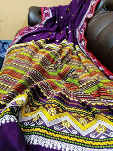 Purple Assam Handwoven Dongria Khadi Cotton Saree
