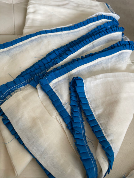 White and Acqua Mulmul Saree