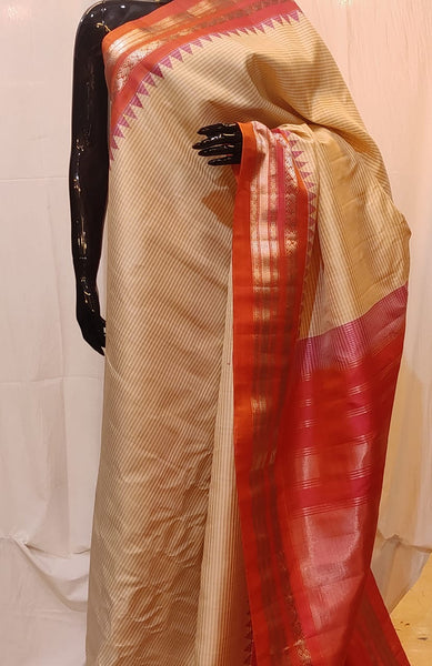 Pure Silk Gadwal in Yellow and Orange