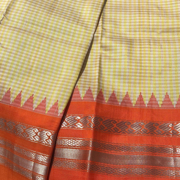 Pure Silk Gadwal in Yellow and Orange