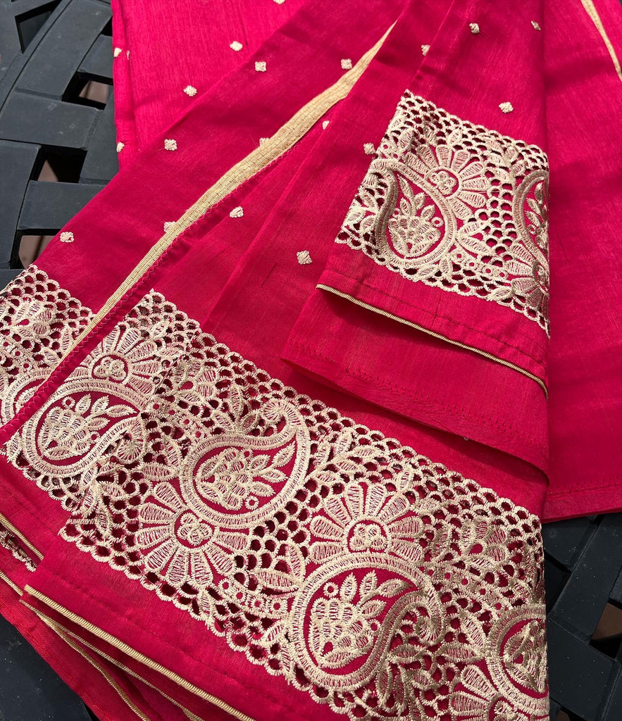 Tussar Silk Saree | Handwoven Pure Silk | Hand Cut Work | PT 658 –  Panjavarnam