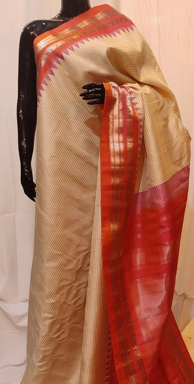 Pure Silk Gadwal in Yellow and Orange