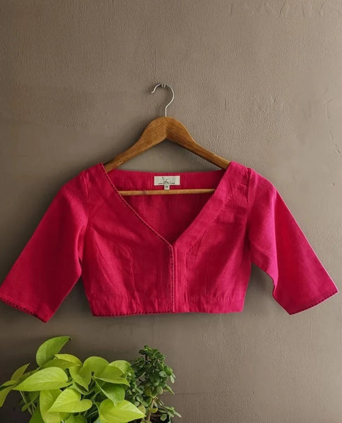 Pink Cotton Readymade Blouse