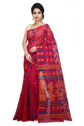 Rani Pure Resham Cotton Jamdani Saree