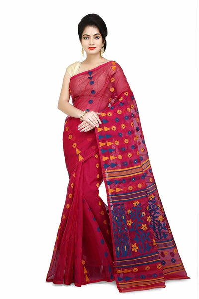 Rani Pure Resham Cotton Jamdani Saree