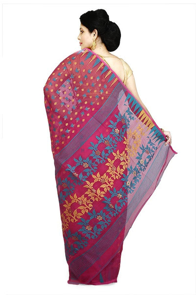 Rani Pure Resham Cotton Jamdani Saree