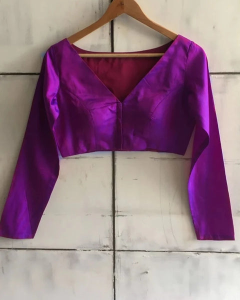 Readymade Magenta Handwoven Silk Blouse