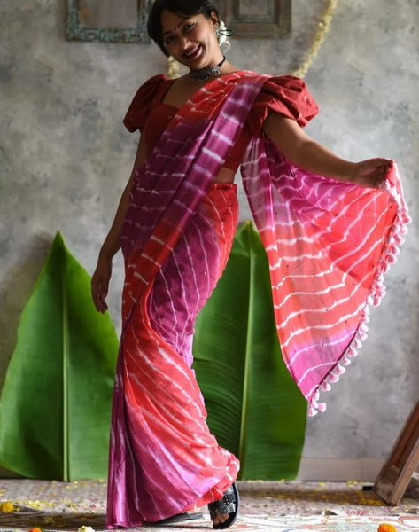 Stunning Purple Mul Modal Saree.