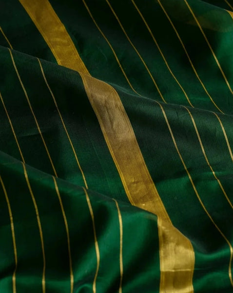 Green And Golden Saree In Cotton Silk