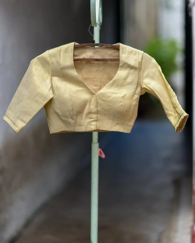 Readymade Beautiful Gold Blouse Made of Cotton Tissue