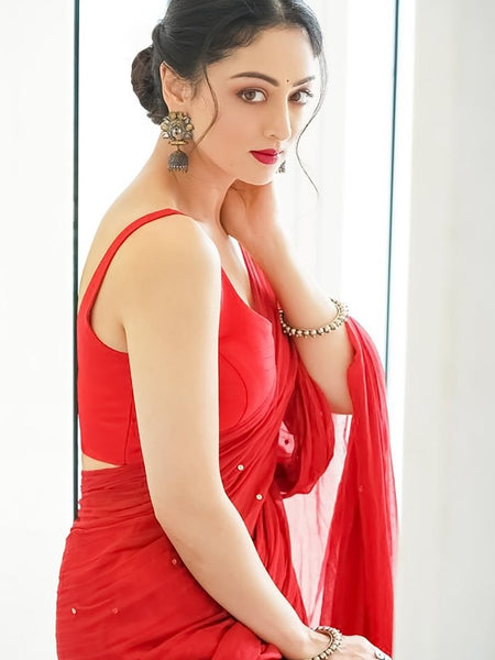 Red Mul Mul Cotton Saree