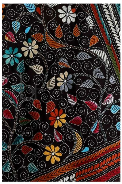Pure Silk Hand Thread Work Saree with Batik Print Saree