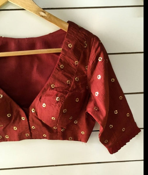 Maroon Half Sleeve Readymade Blouse