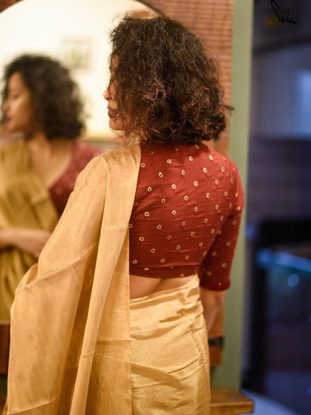 Maroon Half Sleeve Readymade Blouse