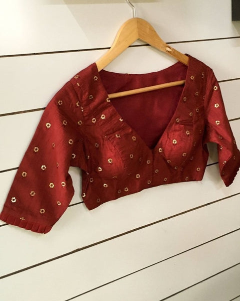 Maroon Half Sleeve Readymade Blouse