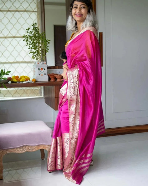 Beautiful Magenta Cotton Silk Saree