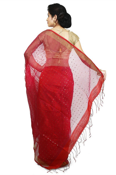 Rani-Red Pure Resham-Matka Silk Saree