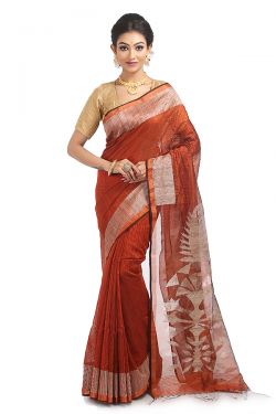 Redish Brown Resham-Matka Silk Saree