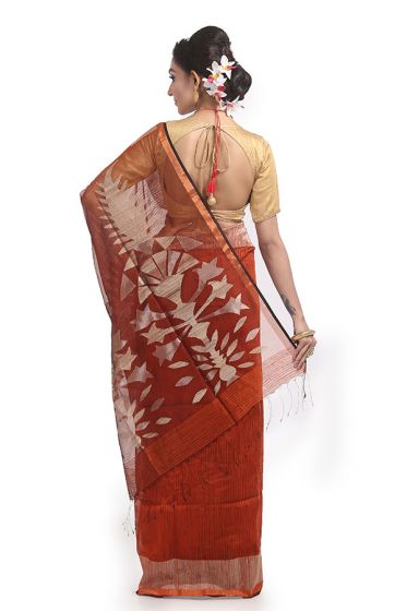 Redish Brown Resham-Matka Silk Saree