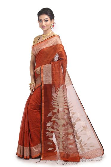 Redish Brown Resham-Matka Silk Saree
