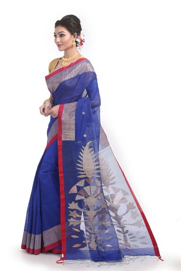 Royal Blue Resham-Matka Silk Saree