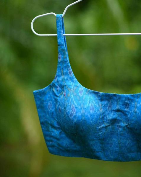 Blue Handwoven Ikat Silk Blouse
