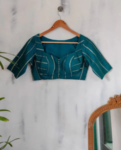 Readymade Lovely Teal Blouse Made of Art Silk