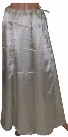 Grey Fairform Premium Satin Full-Length Single Cut Petticoat with Lace Bottoms