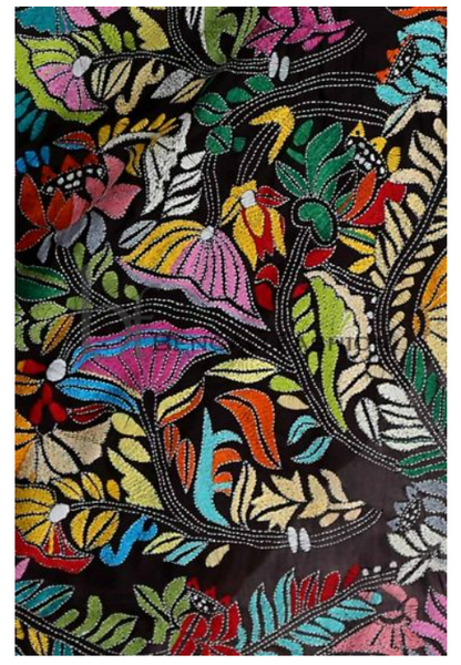 Pista Color Silkmark Kantha Stitch Saree with Batik Work