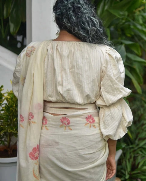 Readymade Sophisticated Off-White Handloom Cotton Blouse