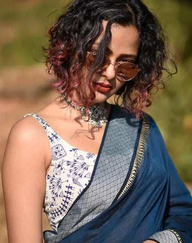 Readymade White and Multi-Colored Hues Cotton Sleeveless Blouse