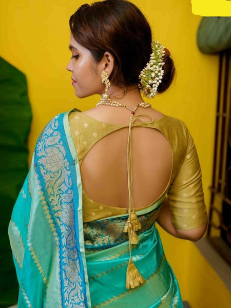 Pale Green Silk Readymade Blouse