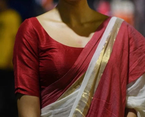 Readymade Beautiful Red Blouse Made of Artificial Silk