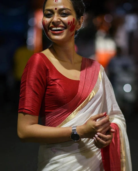 Readymade Beautiful Red Blouse Made of Artificial Silk